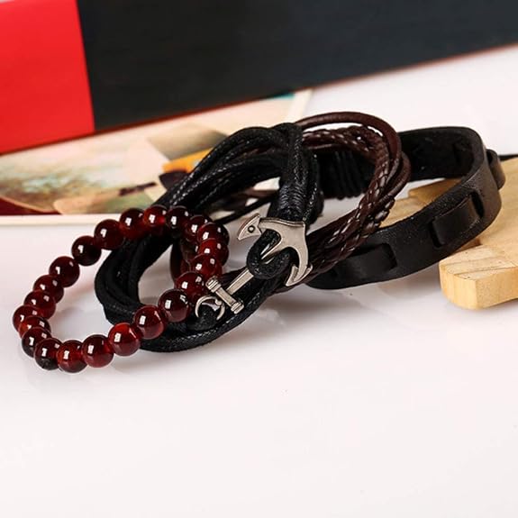 COOLBABY QQAG54 Cuff wrist bracelet, Leather Surround Bracelet - COOLBABY