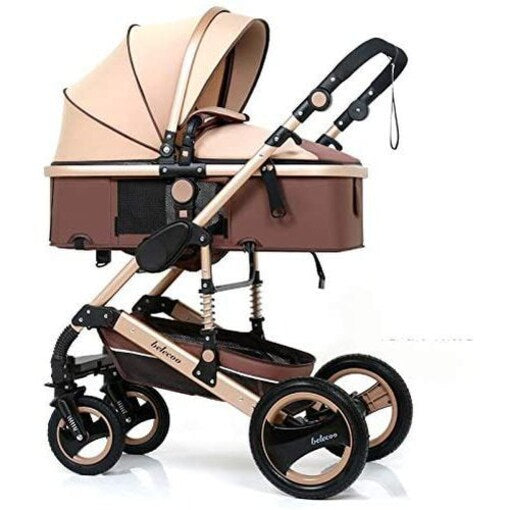 Infant Baby Stroller Pram with Shock Absorption, Khaki - COOLBABY