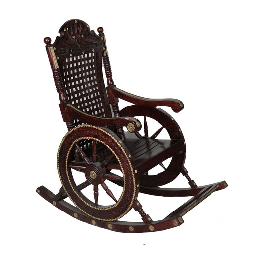 Al Rakan Wooden Handcraft Rocking Chair, Gold Brown - COOLBABY