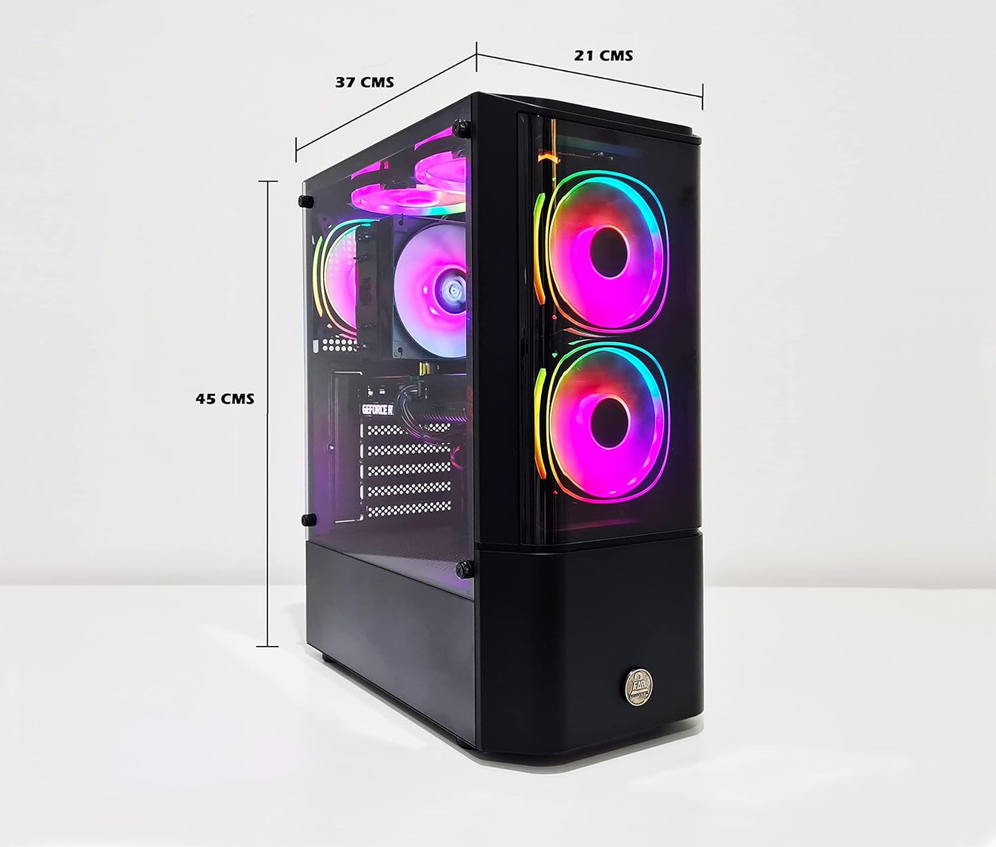 2FR RGB Gaming PC - Intel i7-12700F, 32GB DDR4, Nvidia RTX 4070 Super, 1TB NVME M.2 SSD, RGB CPU Case, Windows 10 pro, 1 Year Warranty - COOLBABY