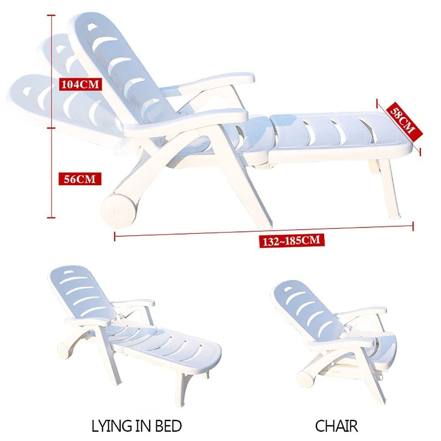 Jjone Portable Beach Chair Foldable Beach Chair and Table Set, White - COOLBABY