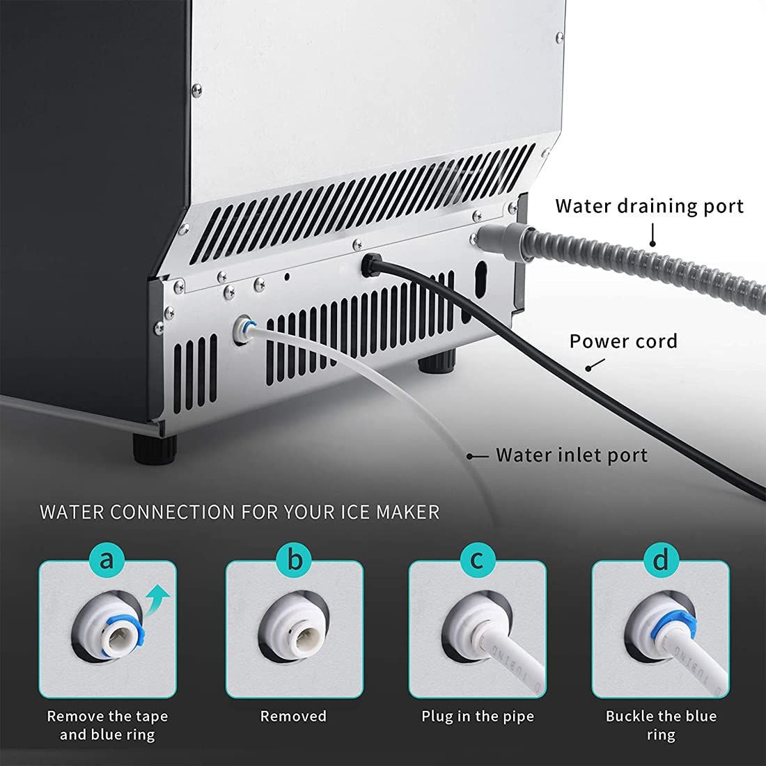 NB Stainless Steel Freestanding Commercial Ice Maker with Self Clean - COOLBABY