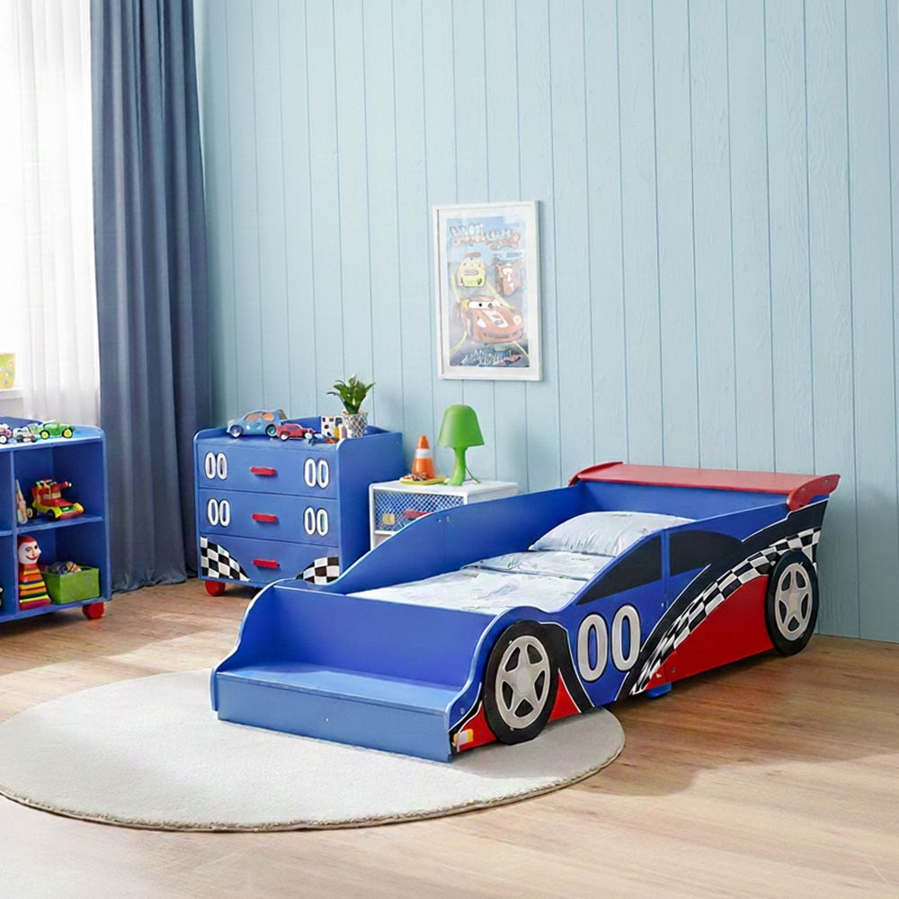 Ranger 70×130 Toddler Bed – Red & Blue, Engineered Wood, Painted Finish - COOLBABY