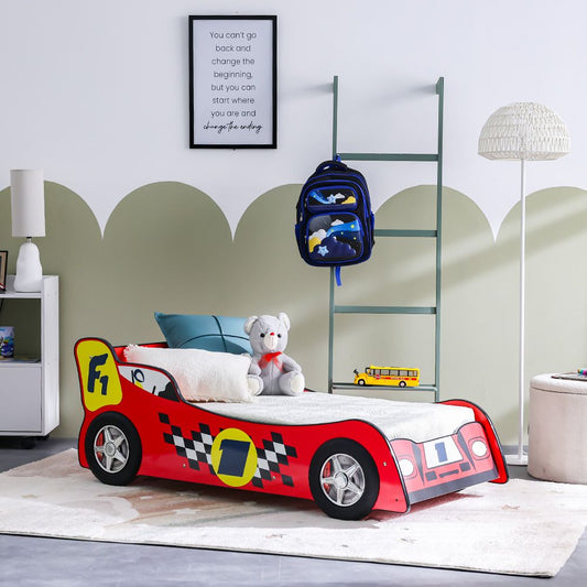 Ranger 70×130 Toddler Car Bed – Red, Engineered Wood, ABS Accents, Slatted Base - COOLBABY