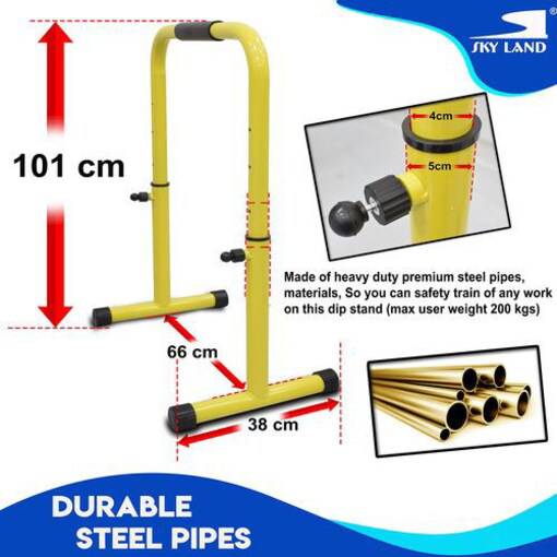 SkyLand Heavy Duty Portable Multifunction Dip Stand EM1860, Yellow - COOL BABY