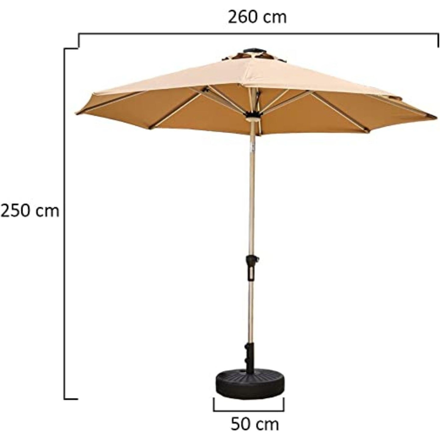 Yatai Solar LED Light Bars Patio Outdoor Sunshade Umbrella, Brown - COOLBABY