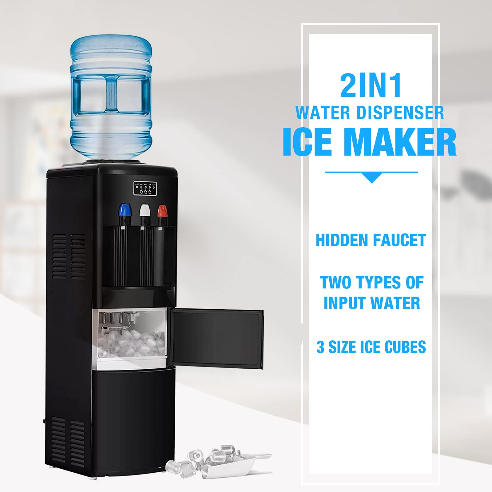 Hot cold water store dispenser ice machine