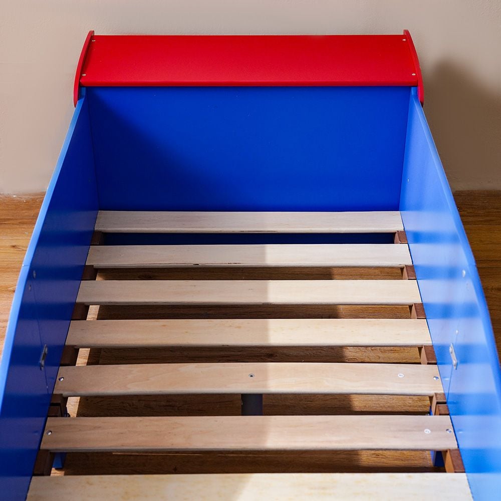Ranger 70×130 Toddler Bed – Red & Blue, Engineered Wood, Painted Finish - COOLBABY