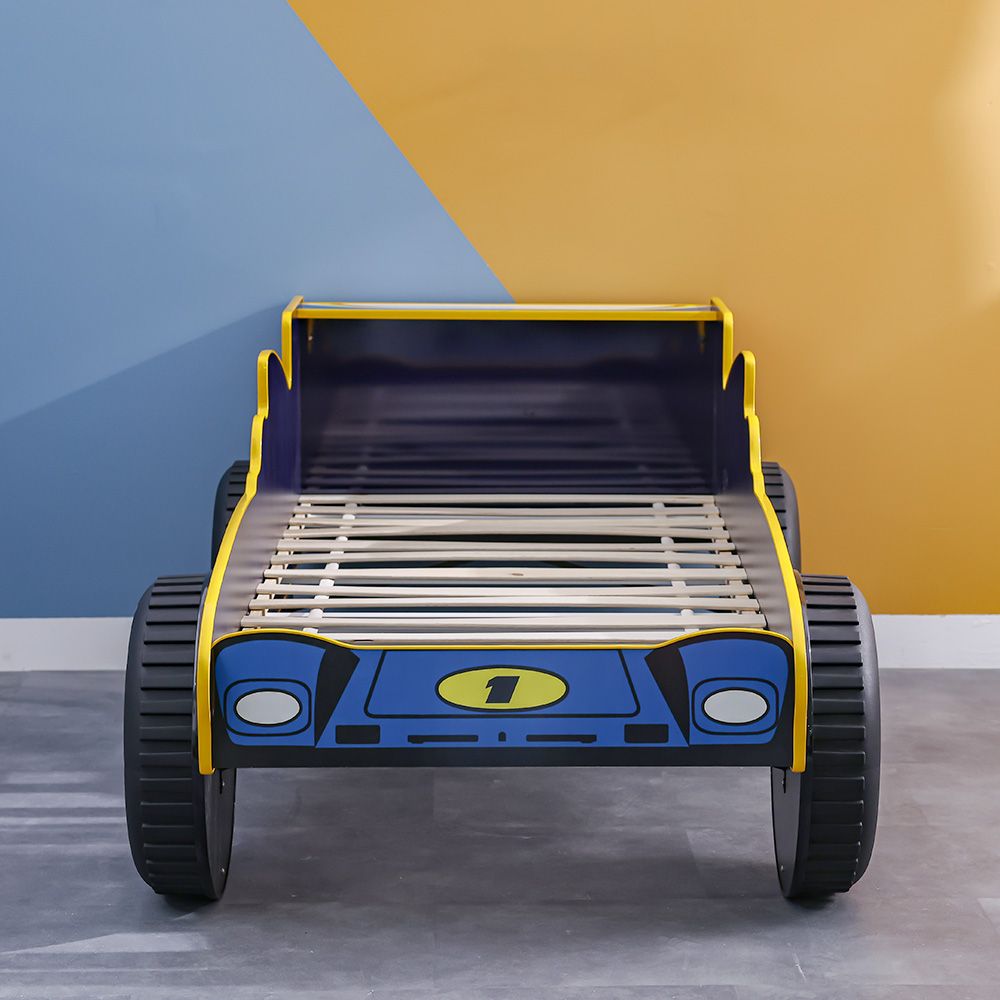 Ranger Sports 90×190 Car Bed – Blue, Engineered Wood, ABS Accents, Slatted Base - COOLBABY