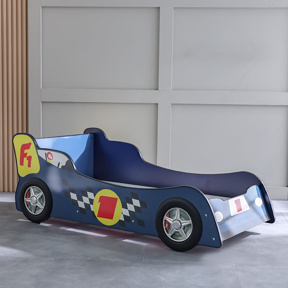 Ranger 70×130 Toddler Car Bed – Blue, Engineered Wood, ABS Accents, Slatted Base - COOLBABY