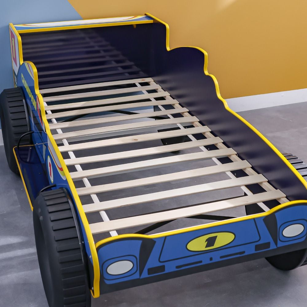 Ranger Sports 90×190 Car Bed – Blue, Engineered Wood, ABS Accents, Slatted Base - COOLBABY