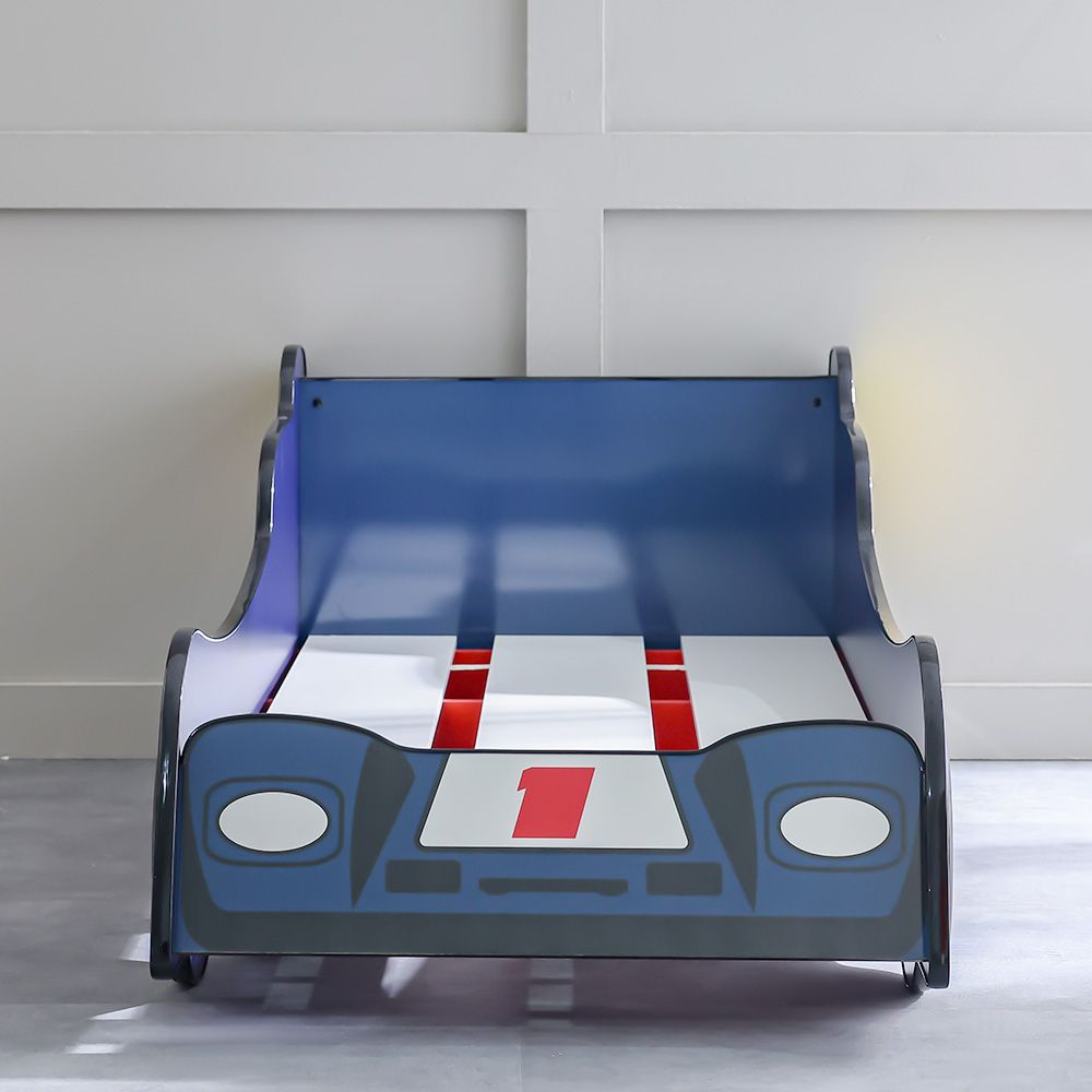 Ranger 70×130 Toddler Car Bed – Blue, Engineered Wood, ABS Accents, Slatted Base - COOLBABY