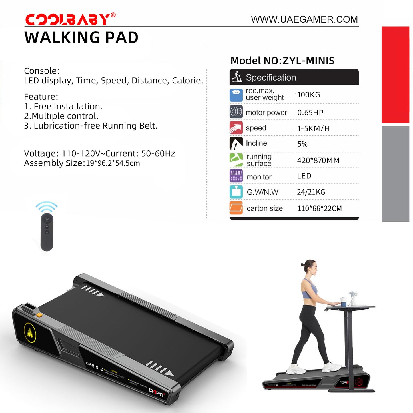 COOLBABY ZYL-MINIS Egofit Walker Pro: Your Next-Gen Smart Treadmill for Convenient and Effective Daily Walking Exercise