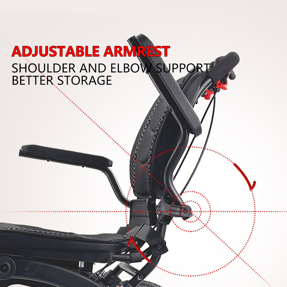Ergonomic Manual Wheelchair Foldable Lightweight Wheelchair with Pull Rod for Elderly 9KG Aluminum Alloy Travel Wheelchair