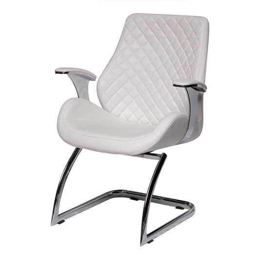 COOLBABY Ergonomic Office Visitor Chair 1107-C with Padded PU Armrests and Chrome-Plated Metal Base - COOLBABY