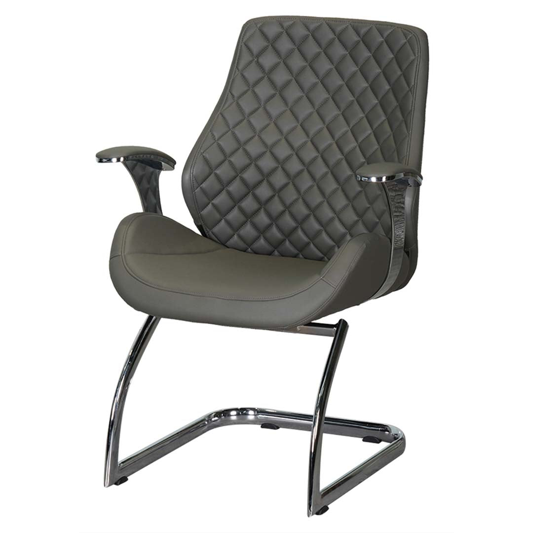 COOLBABY Ergonomic Office Visitor Chair 1107-C with Padded PU Armrests and Chrome-Plated Metal Base - COOLBABY