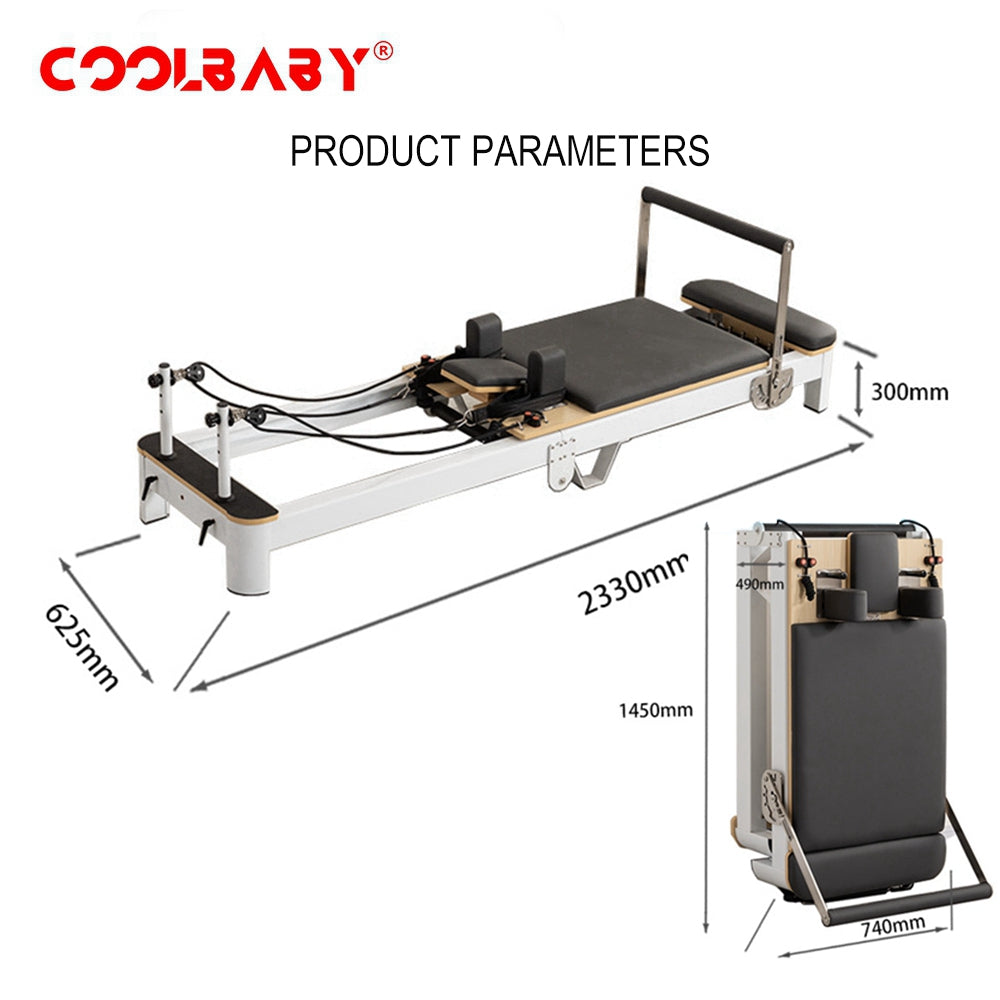 COOLBABY SSZ-PLT04 Pilates Core Bed Yoga Bed Sports Aluminum Alloy Material Home Stretch Home Stretch Training Fitness Equipment Folding Model - COOLBABY