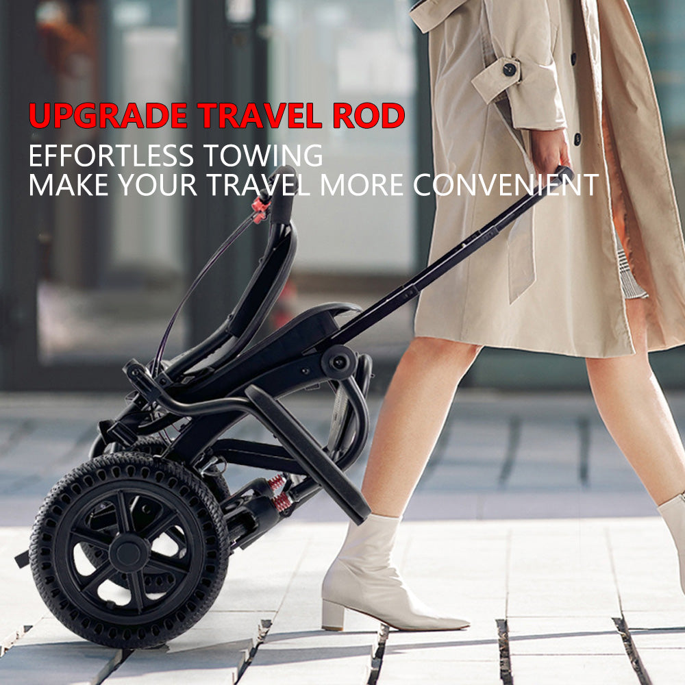 Ergonomic Manual Wheelchair Foldable Lightweight Wheelchair with Pull Rod for Elderly 9KG Aluminum Alloy Travel Wheelchair