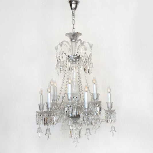 Candle Crystal Chandelier 12 Arms - Silver