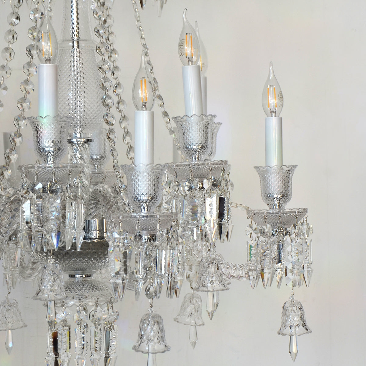 Candle Crystal Chandelier 12 Arms - Silver