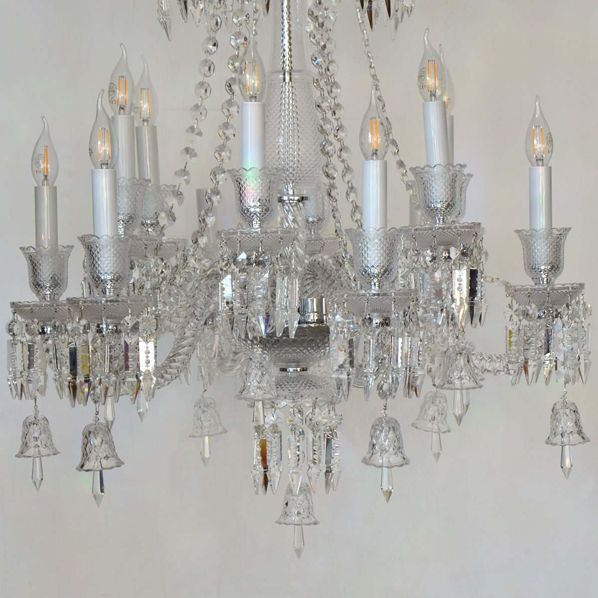 Candle Crystal Chandelier 12 Arms - Silver