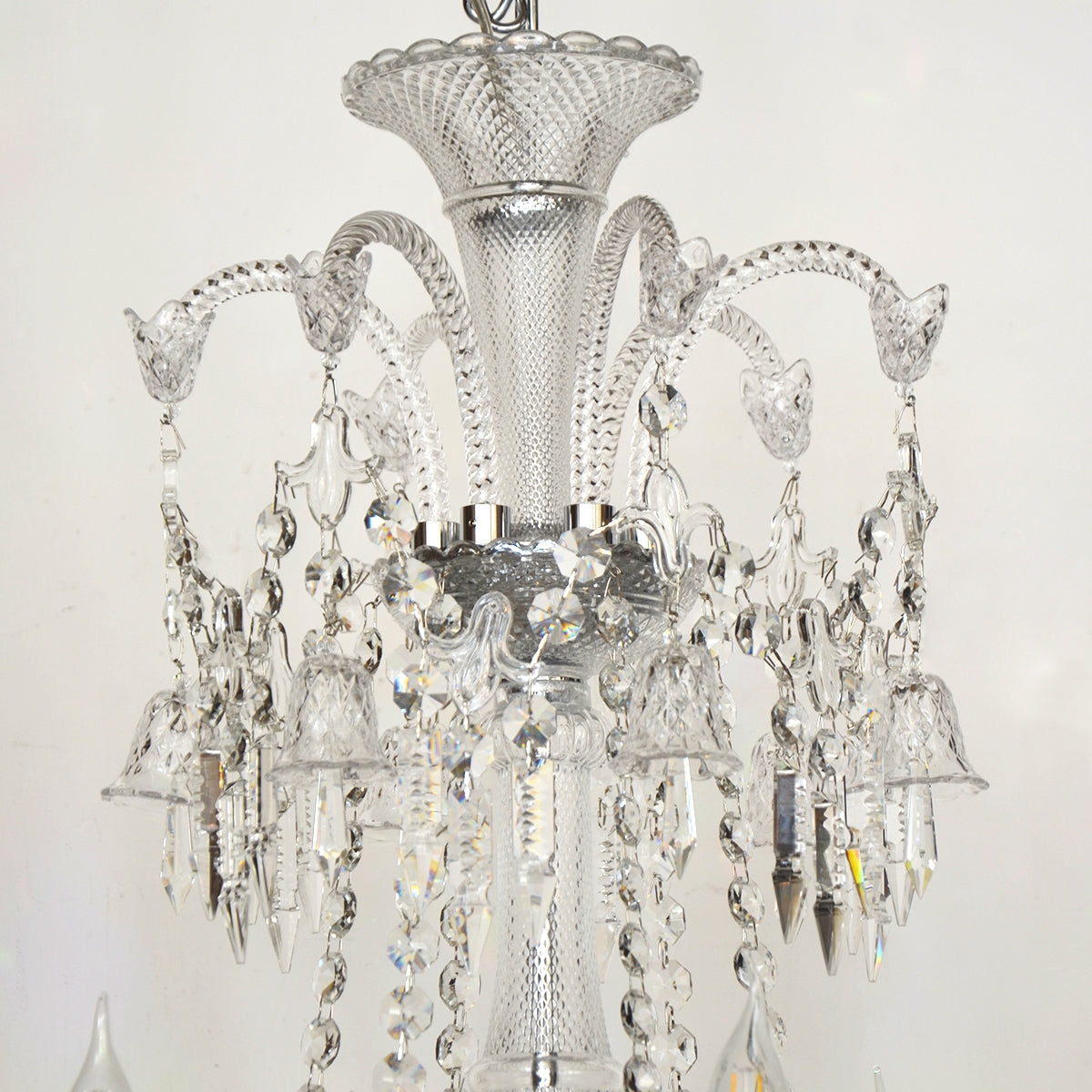 Candle Crystal Chandelier 6 Arms - Silver