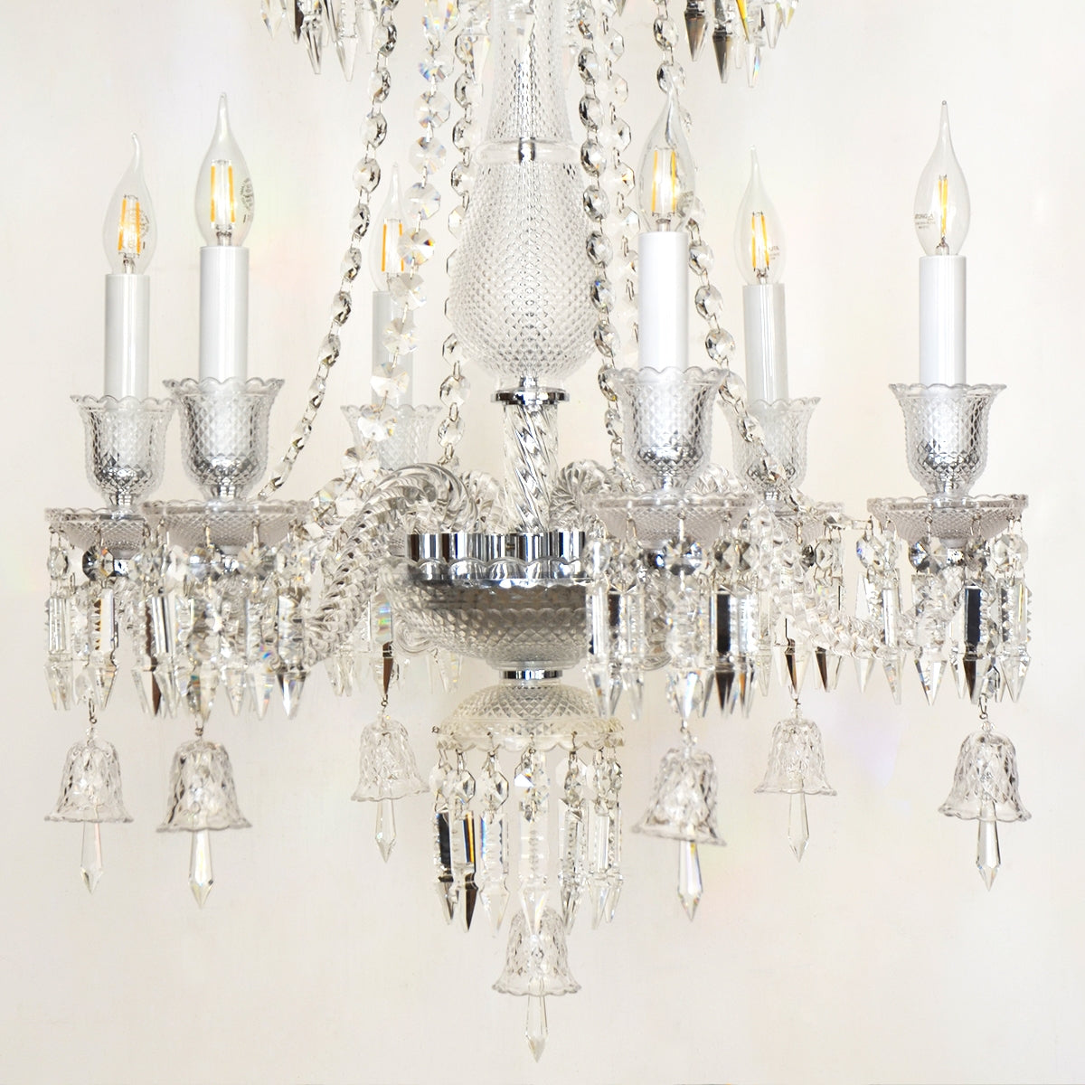 Candle Crystal Chandelier 6 Arms - Silver