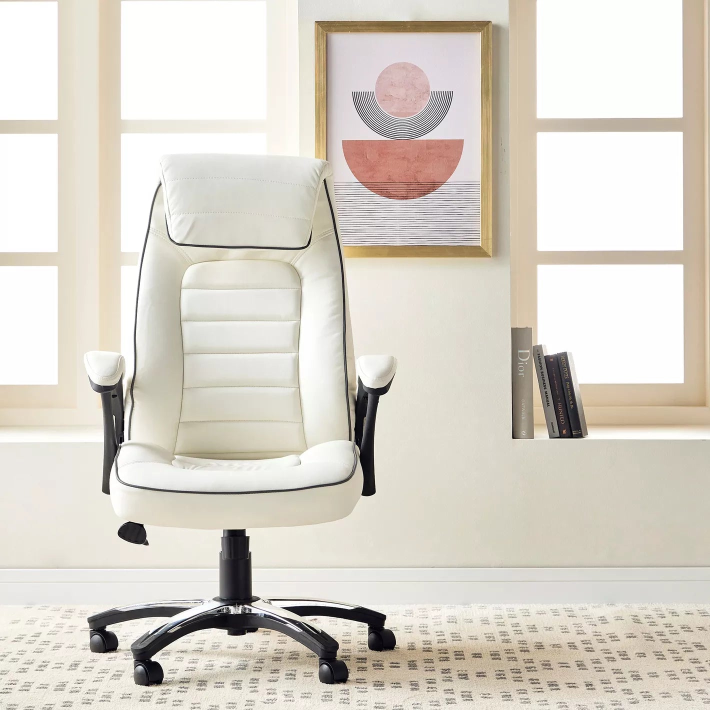 Modern Ergonomic High Back Faux Leather Chair with Adjustable Height, Office Chair