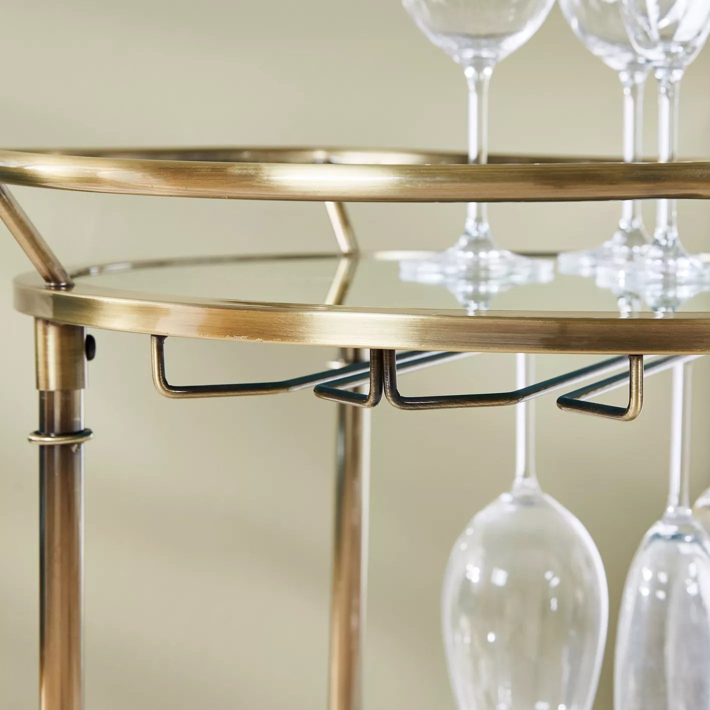 Luxury Serving Trolley, Durable Metal Frame With a Mirrored Top and Chrome-Plated Legs