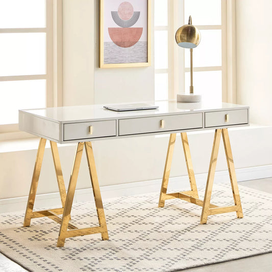 Office Desk With 3 Drawers For Organized Storage - COOLBABY