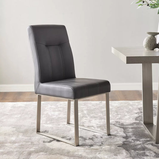 Modern Soft Fabric Dining Chair With Metal Legs - Grey