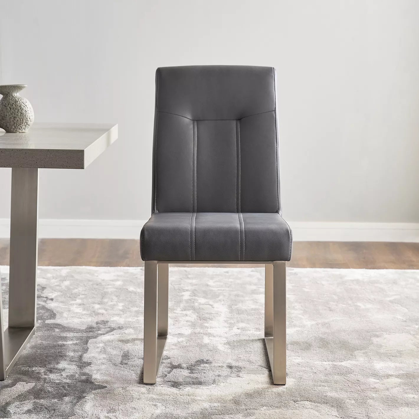 Modern Soft Fabric Dining Chair With Metal Legs - Grey