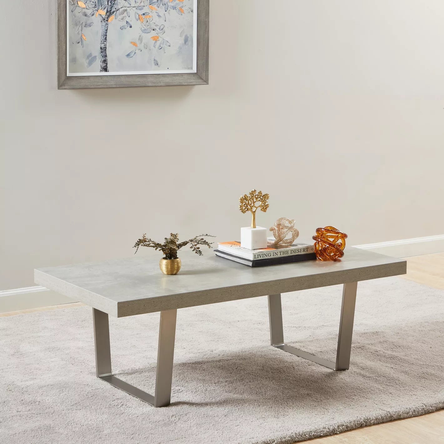 Wood Coffee Table With Aluminum Legs For Stylish Modern Room