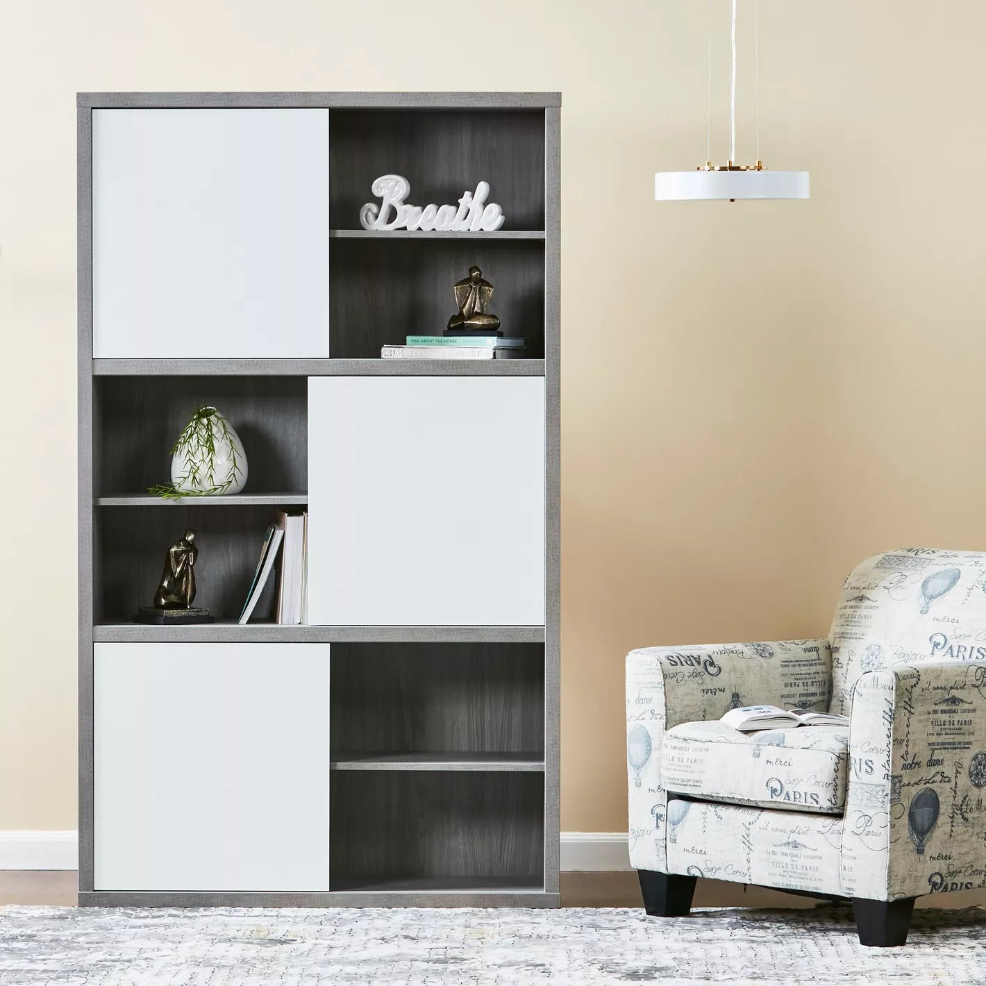 Bookcase, Wood Six Shelves Bookcase For Storage - COOLBABY