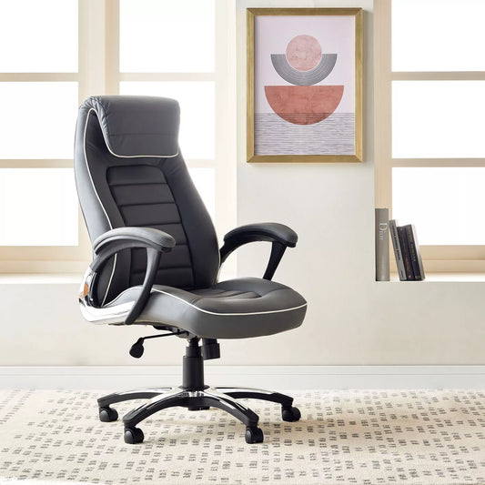 Modern Ergonomic High Back Faux Leather Chair with Adjustable Height, Office Chair