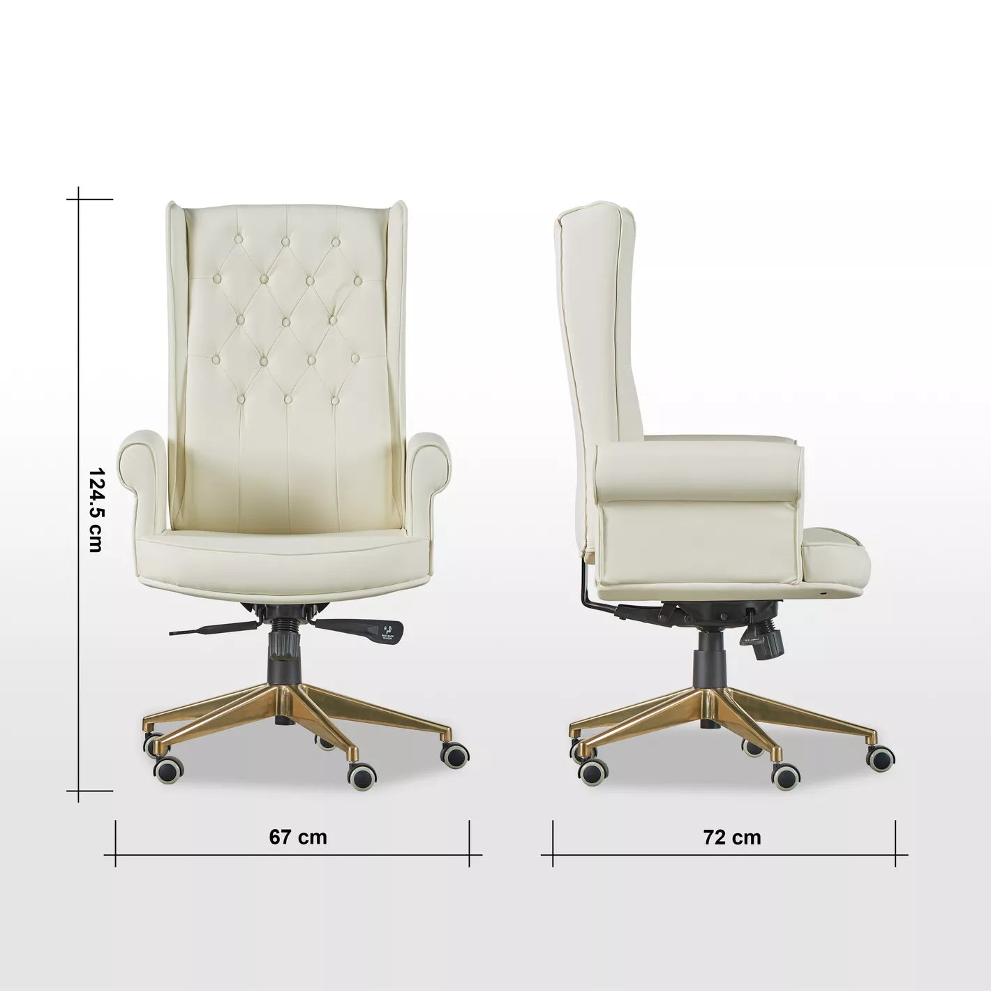 Study Chair, High-Back Office Chair With Faux Leather, Smooth Mobility, and Modern Luxe Style