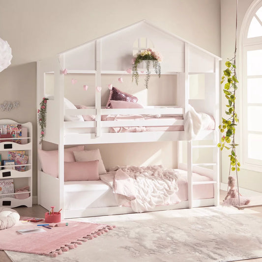 Solid Wood Harper House Bunk Bed - 90x200 cm - COOLBABY