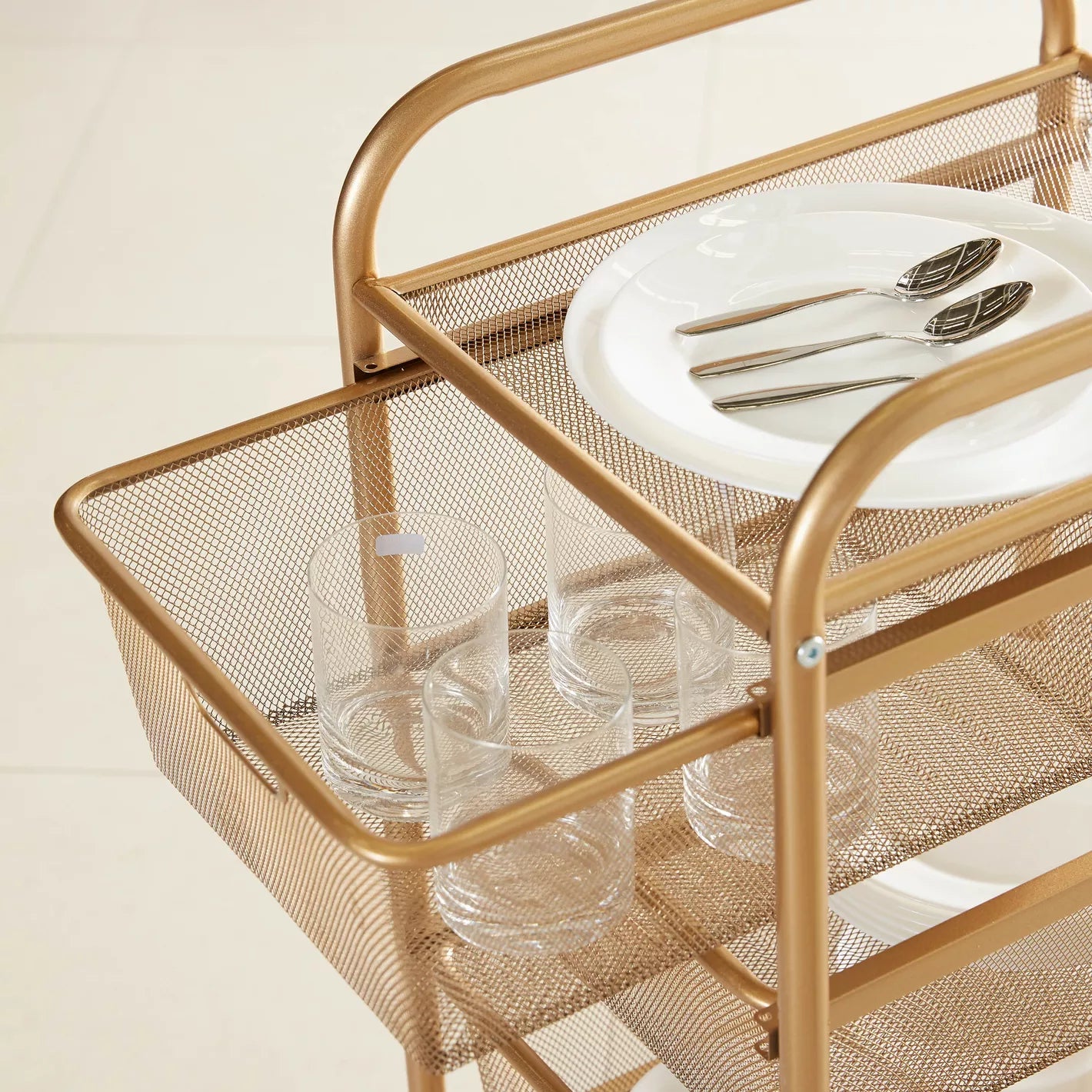 4-Tier Kitchen Trolley with Meshed Drawers