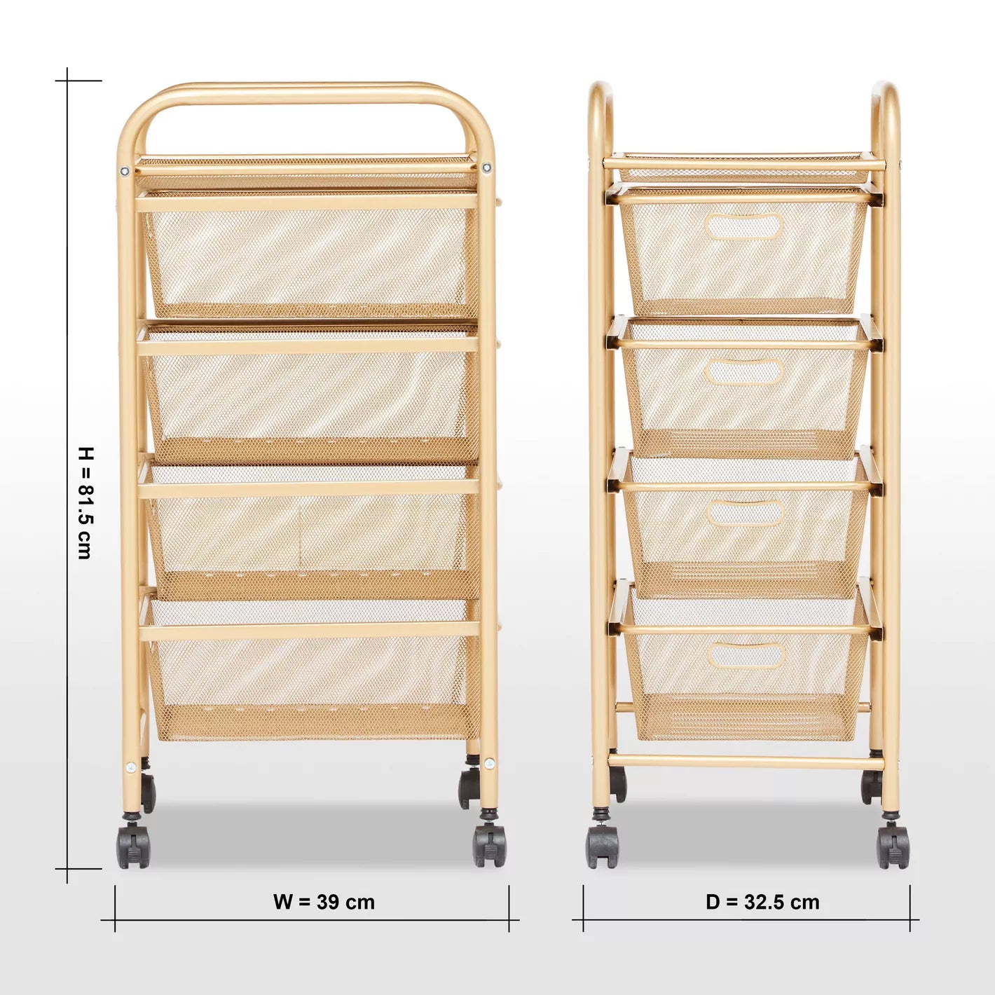 4-Tier Kitchen Trolley with Meshed Drawers