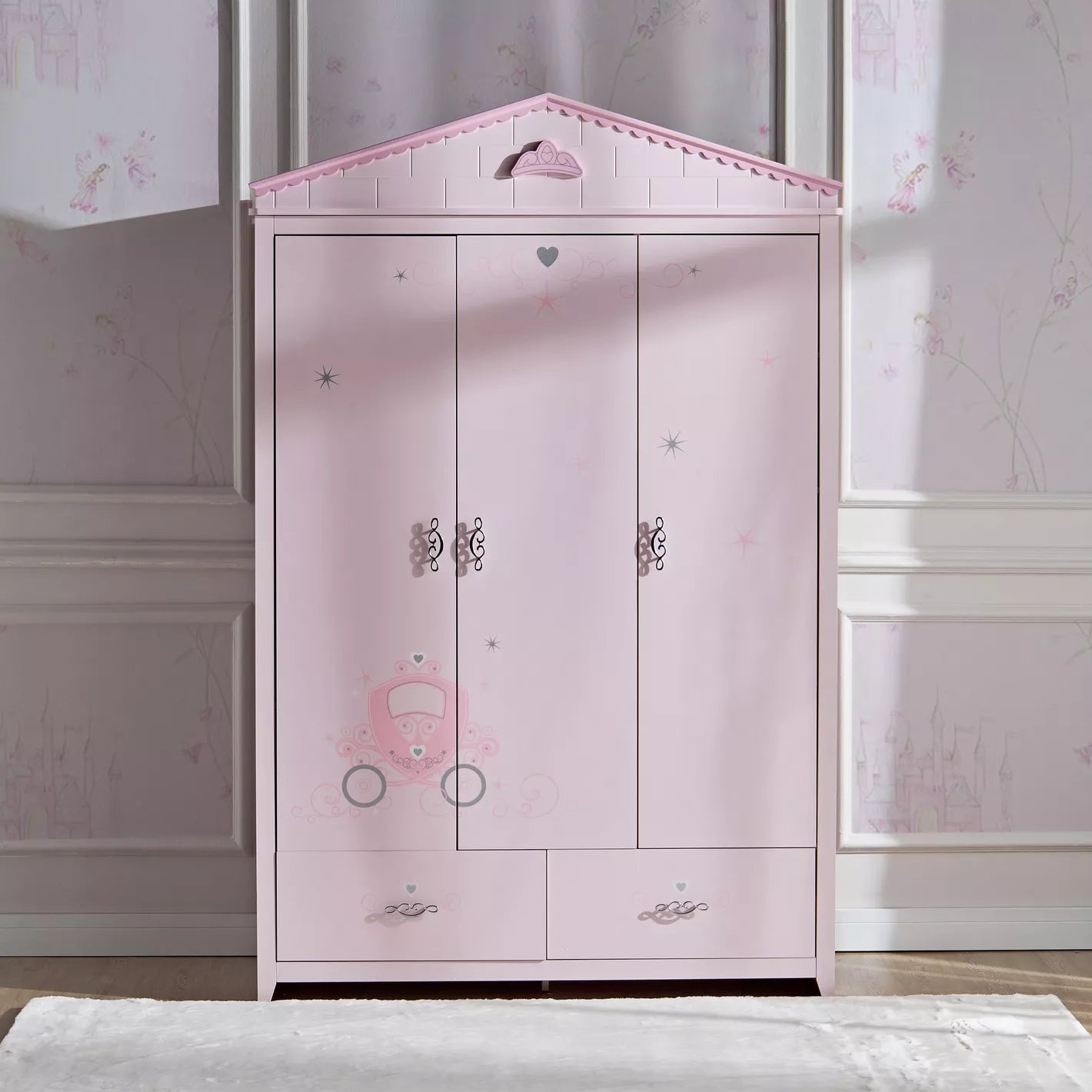 Royal Story Shape 3-Door Wardrobe with Drawers For Kid's Room