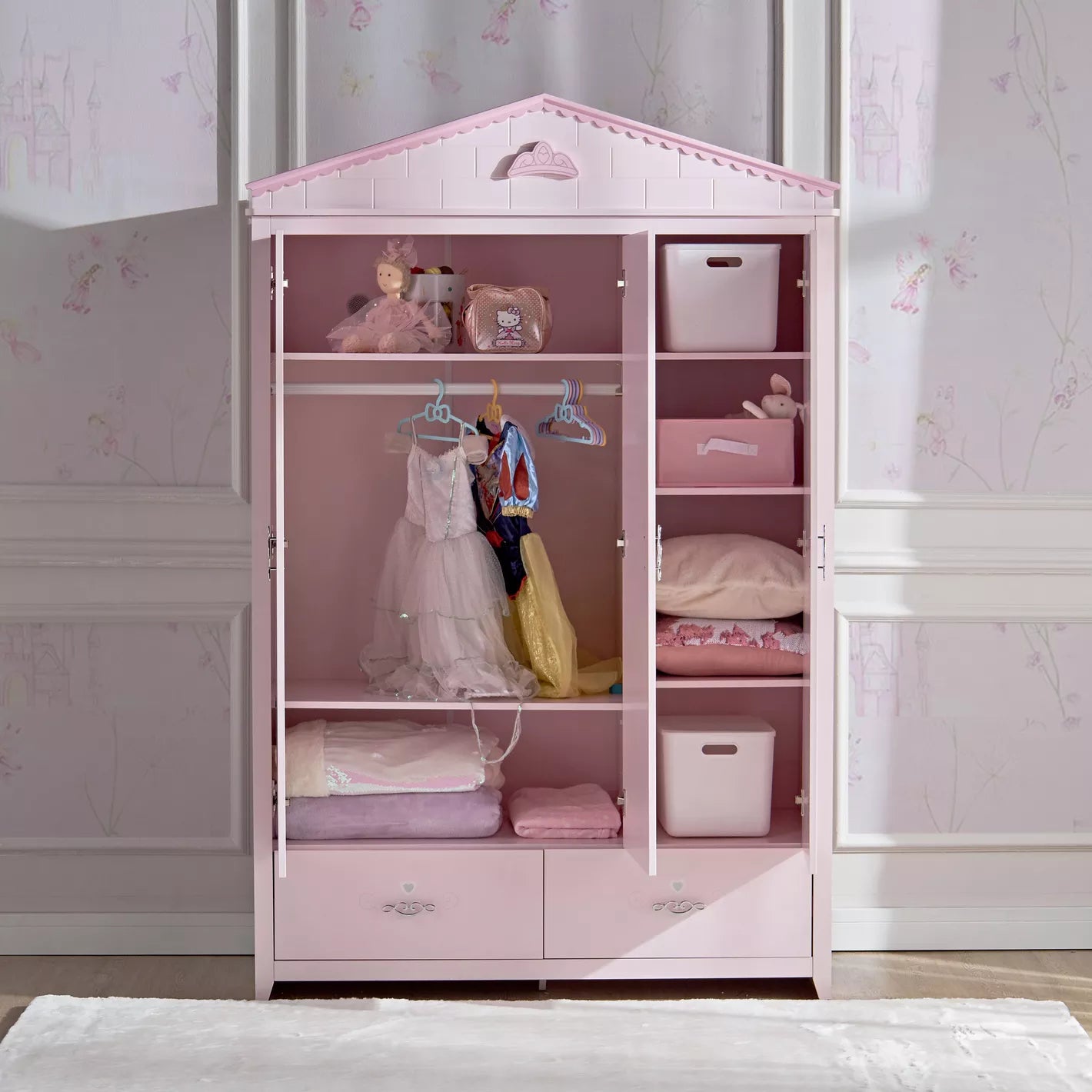 Royal Story Shape 3-Door Wardrobe with Drawers For Kid's Room