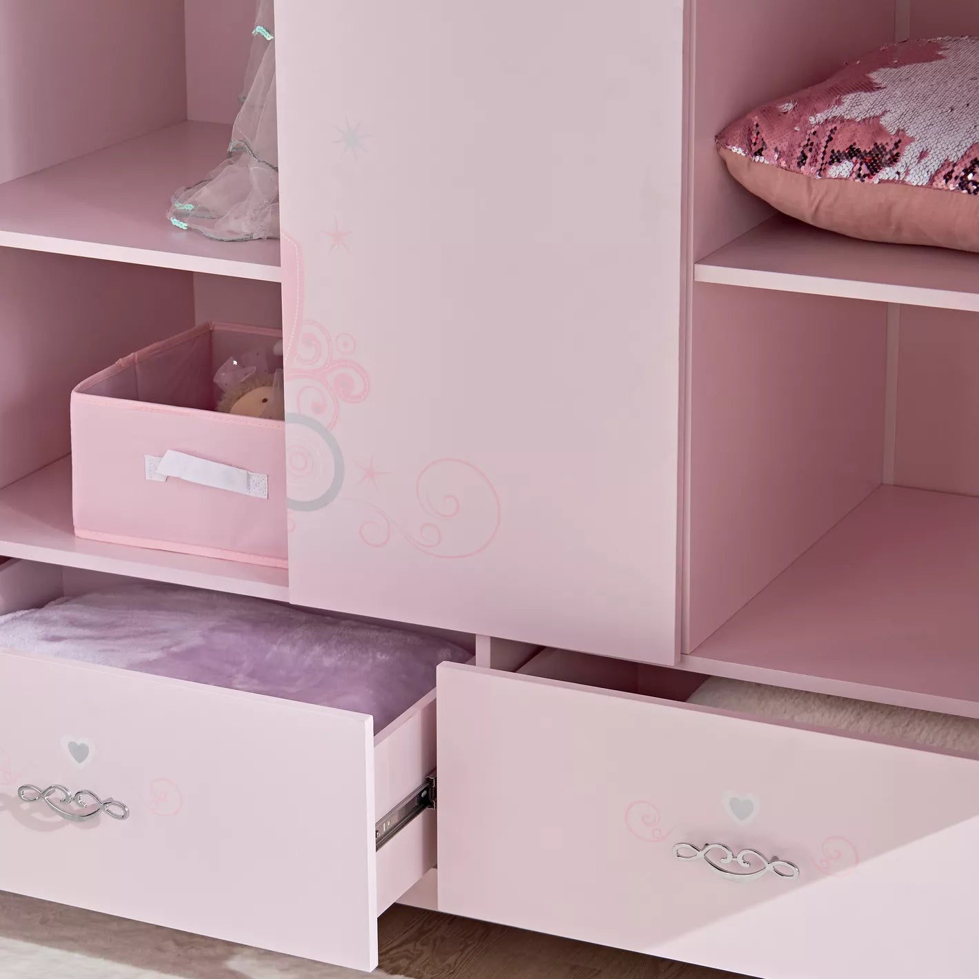 Royal Story Shape 3-Door Wardrobe with Drawers For Kid's Room