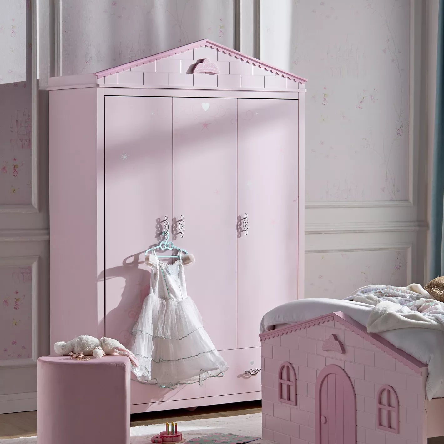 Royal Story Shape 3-Door Wardrobe with Drawers For Kid's Room