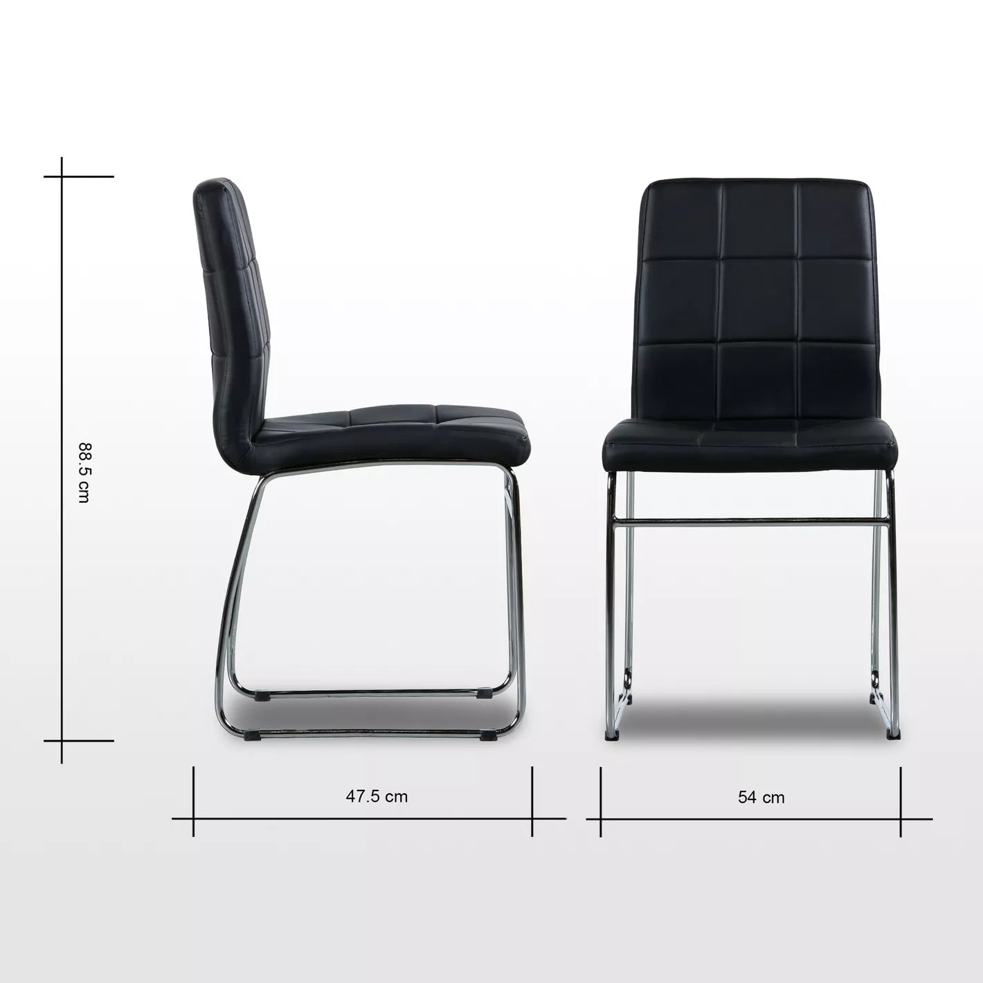 Leather Dining Chair With Metal Legs For Dining Room - Black