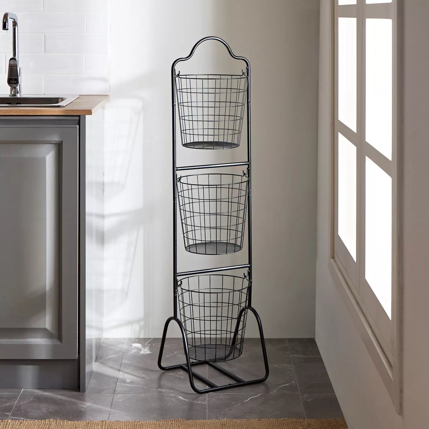 Modern Luxe 3-Tier Storage Basket For Kitchen Organization