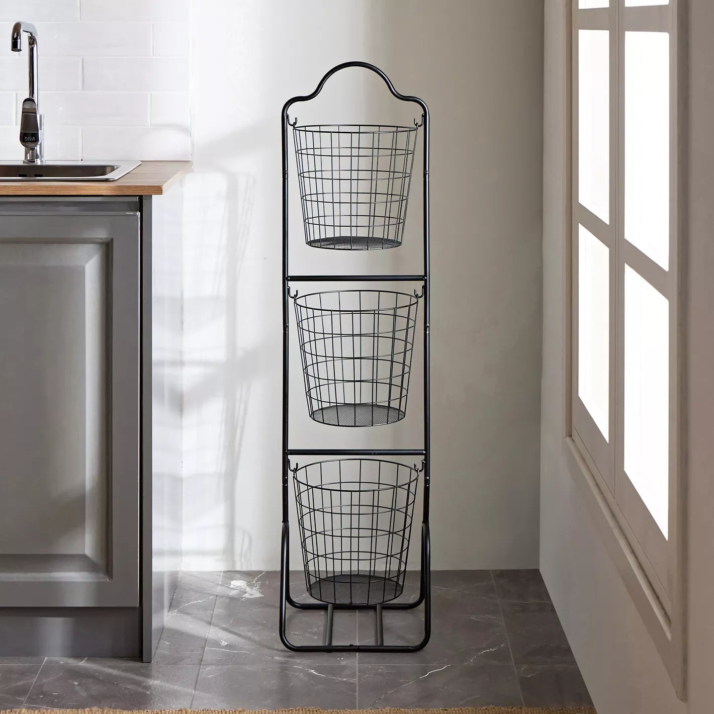 Modern Luxe 3-Tier Storage Basket For Kitchen Organization