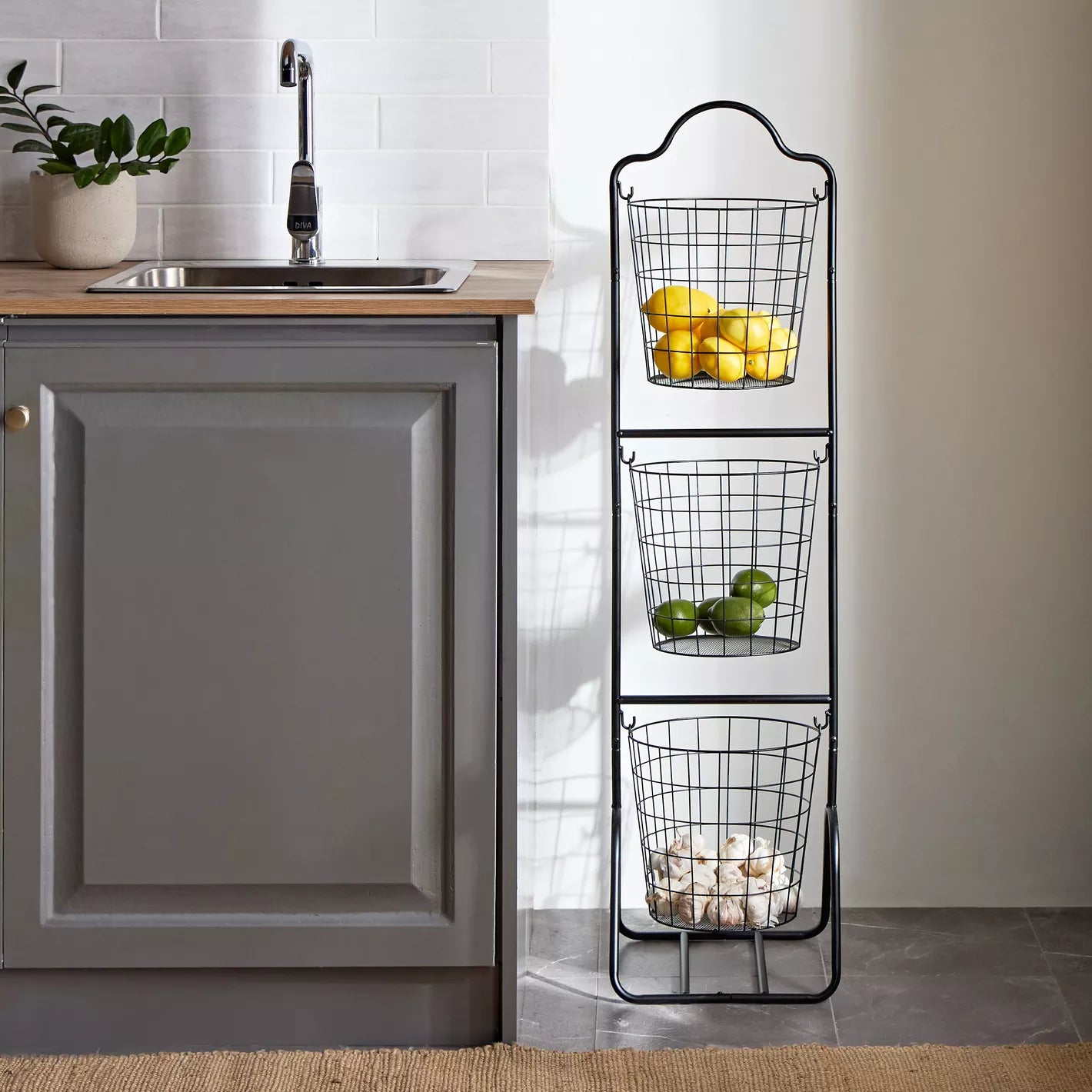 Modern Luxe 3-Tier Storage Basket For Kitchen Organization