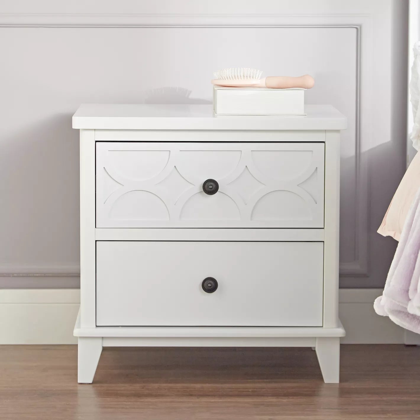 2-Drawer Nightstand, High-Quality Engineered Wood With a Melamine Finish