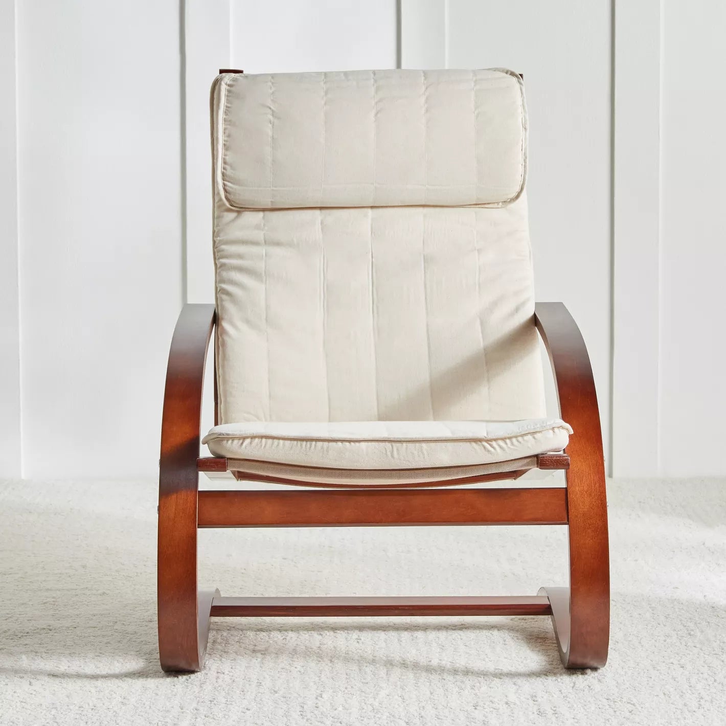 Fabric Armchair With Padded Headrest And Solid Wooden Frame For Any Corner Of Home - COOLBABY