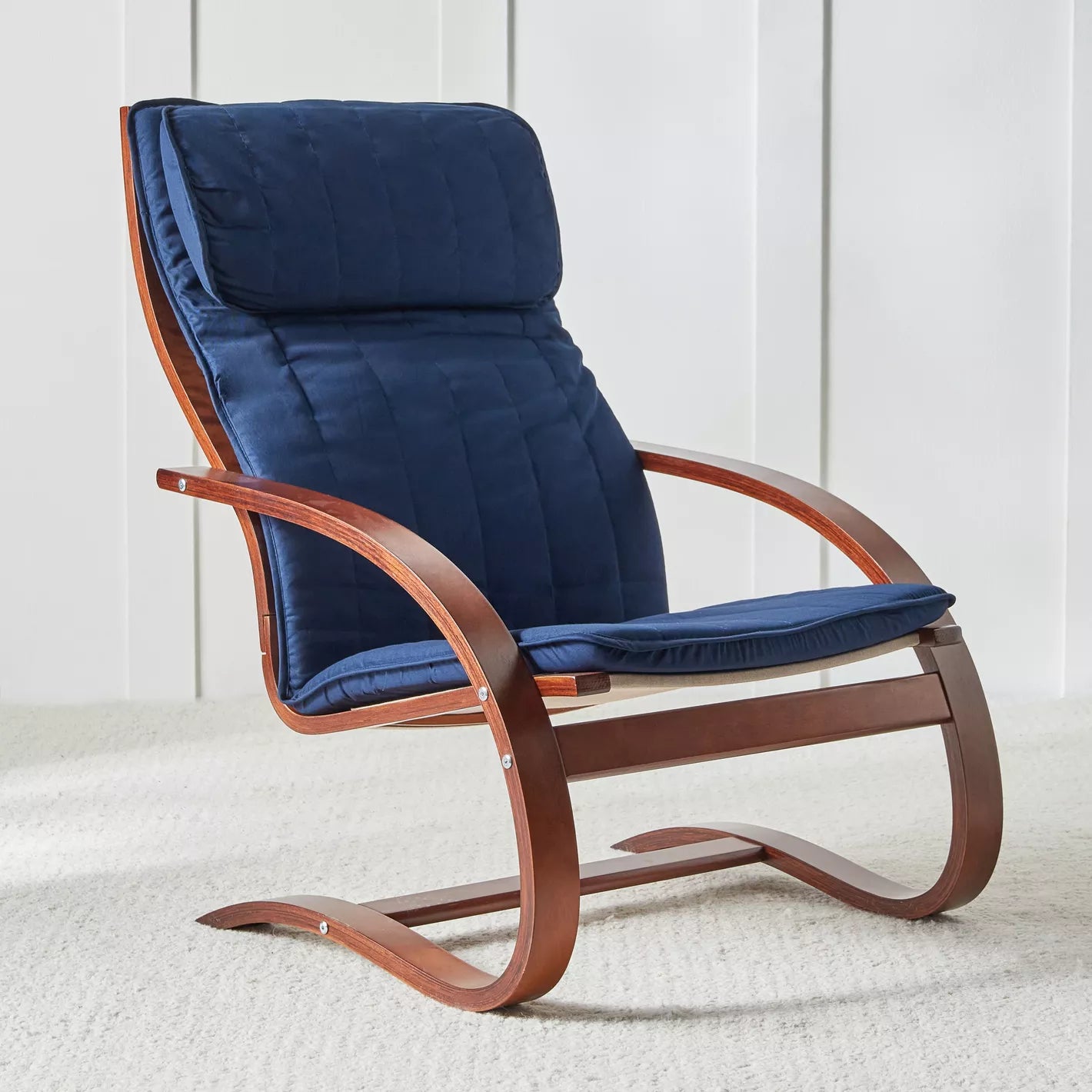 Fabric Armchair With Padded Headrest And Solid Wooden Frame For Any Corner Of Home - COOLBABY